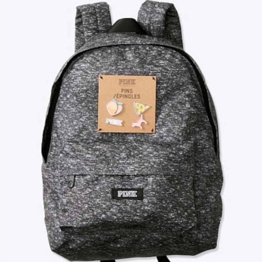 VS PINK Grey Marl Mini Backpack with Pins NWT